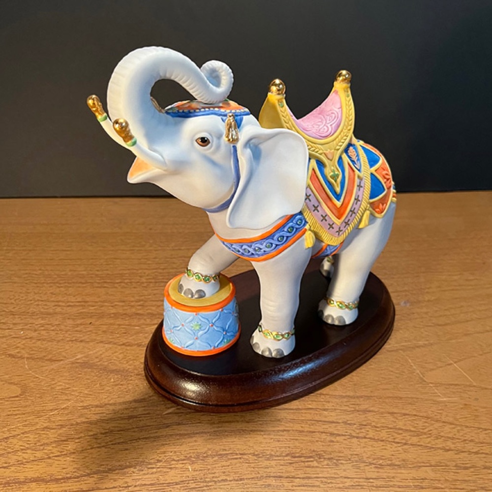 Lenox Carousel Elephant Figurine, Hand-painted Porcelain, Limited Edition 1990